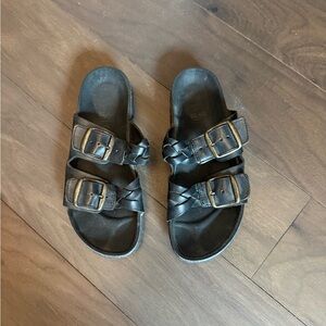 Black Leather Sandals